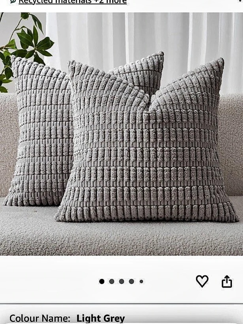 MIULEE Corduroy Decorative Throw Pillow Covers Gray 18x18 Set of 2